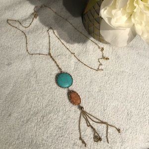 Long Turquoise & Brown Necklace